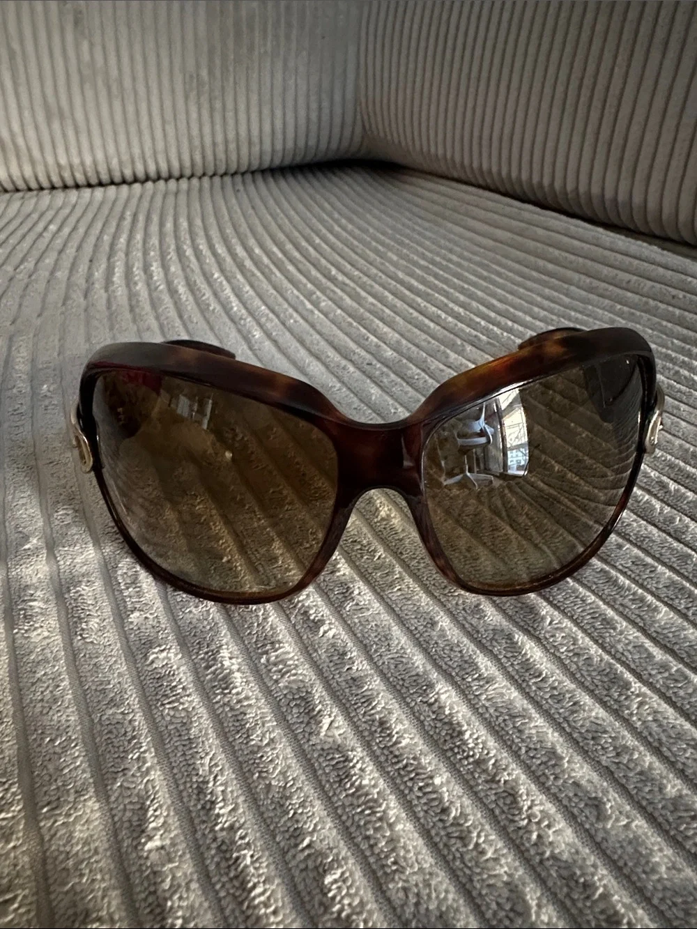 Rare GUCCI Tortoise Oversized Sunglasses with Gold Buckle Detail